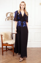 Hope & Ivy Rosalie Black/Blue Sequin Embellished Maxi Dress