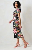 Hope & Ivy Trisha black floral wedding guest dress full length