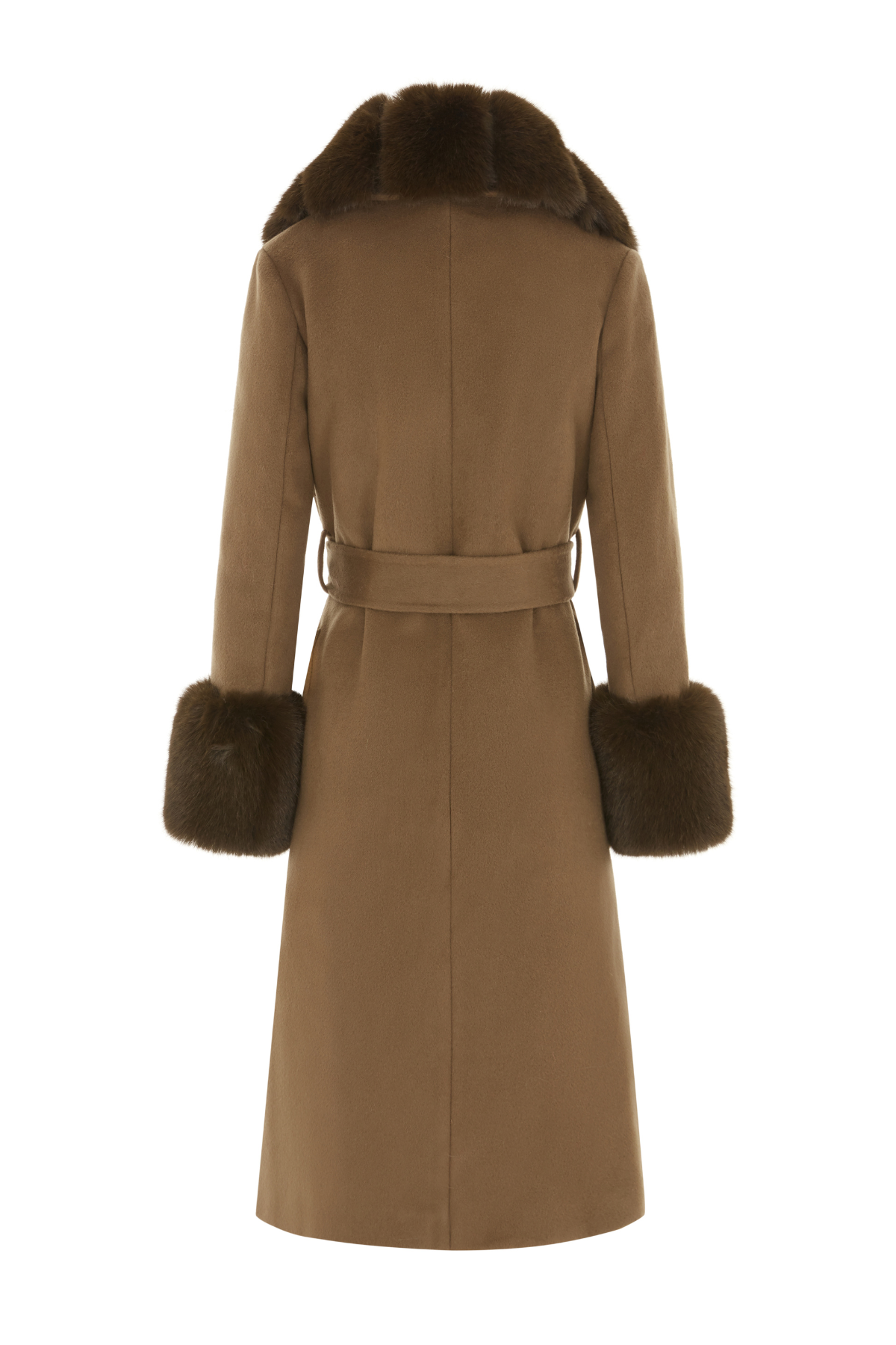 Hortons England Beaufort Cashmere Faux Fur Collar Coat - Back 