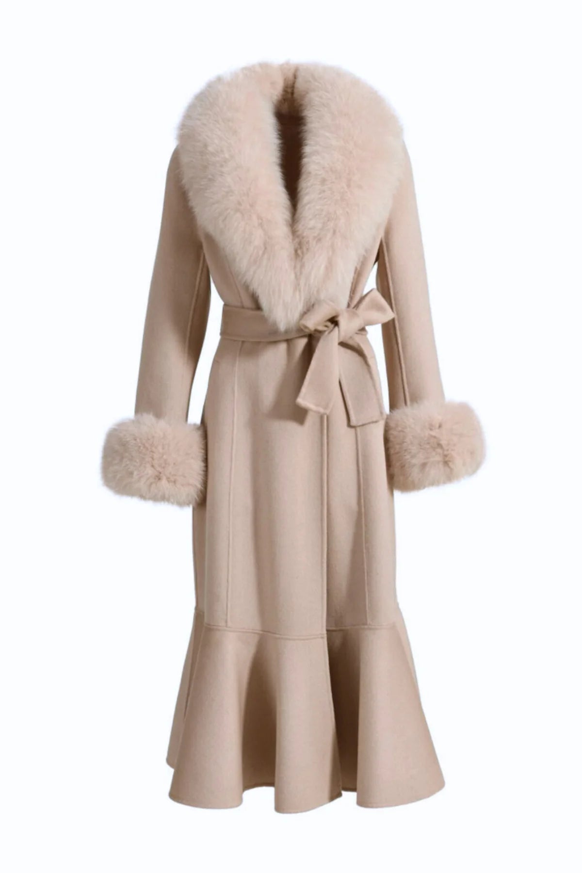 Hortons England Westminster Cashmere Peplum Coat In Beige