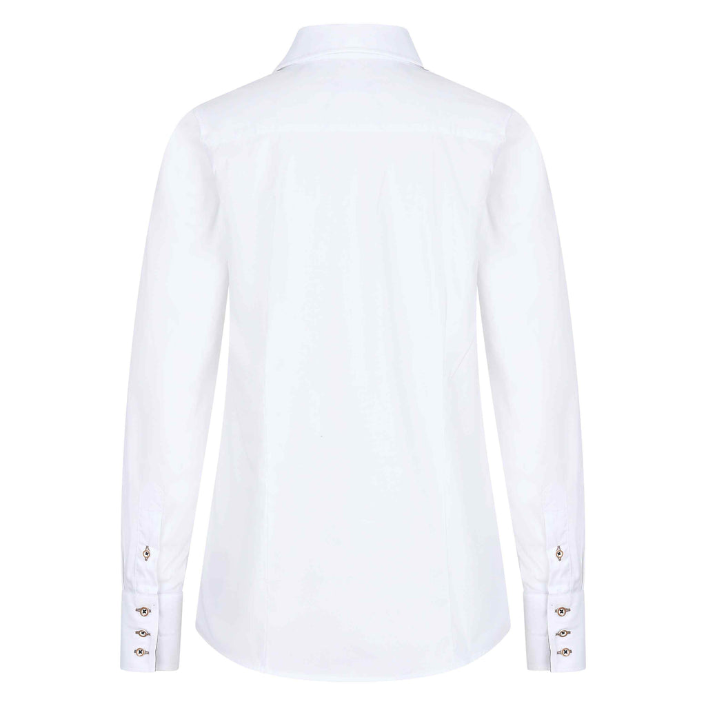 Hv Polo Renee White Fitted Logo Shirt From Back
