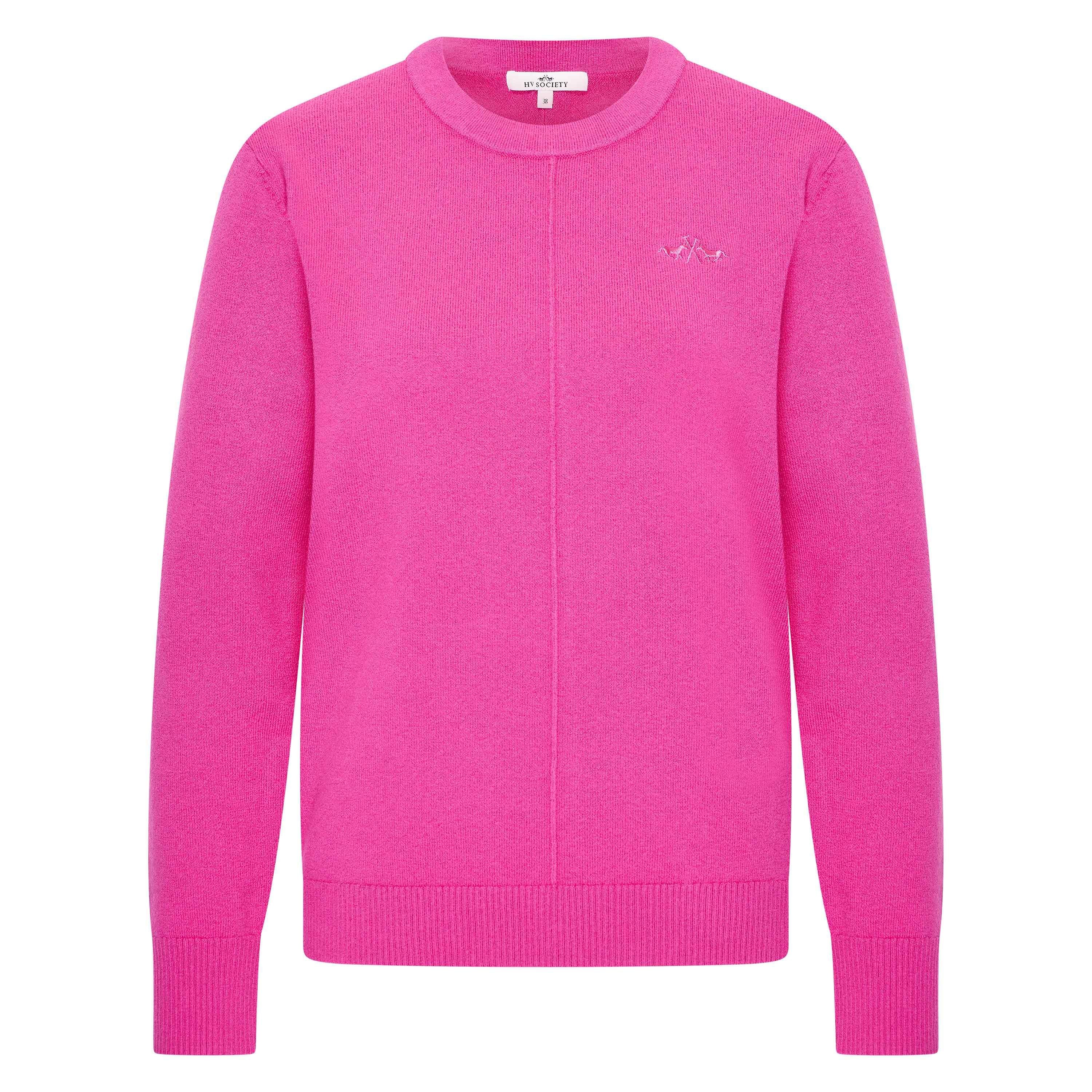 Hv Polo Christa Crew Neck Wool Blend Jumper In A Bright Pink