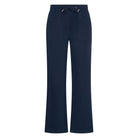 Hv Society Ivana navy bootcut casual trousers with drawstring waistband front view
