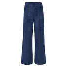 HV Society Chica navy pinstripe straight leg trousers front view