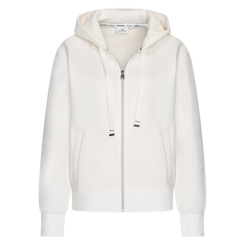 HV Society Jacqueline white zip hoodie women’s designer sweatshirt front view