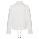 Hv Society Lauren white zip up cardigan with patch pockets and striped collar detail
