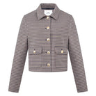 HV Society Cadence houndstooth tweed cropped jacket with statement buttons and patch pockets