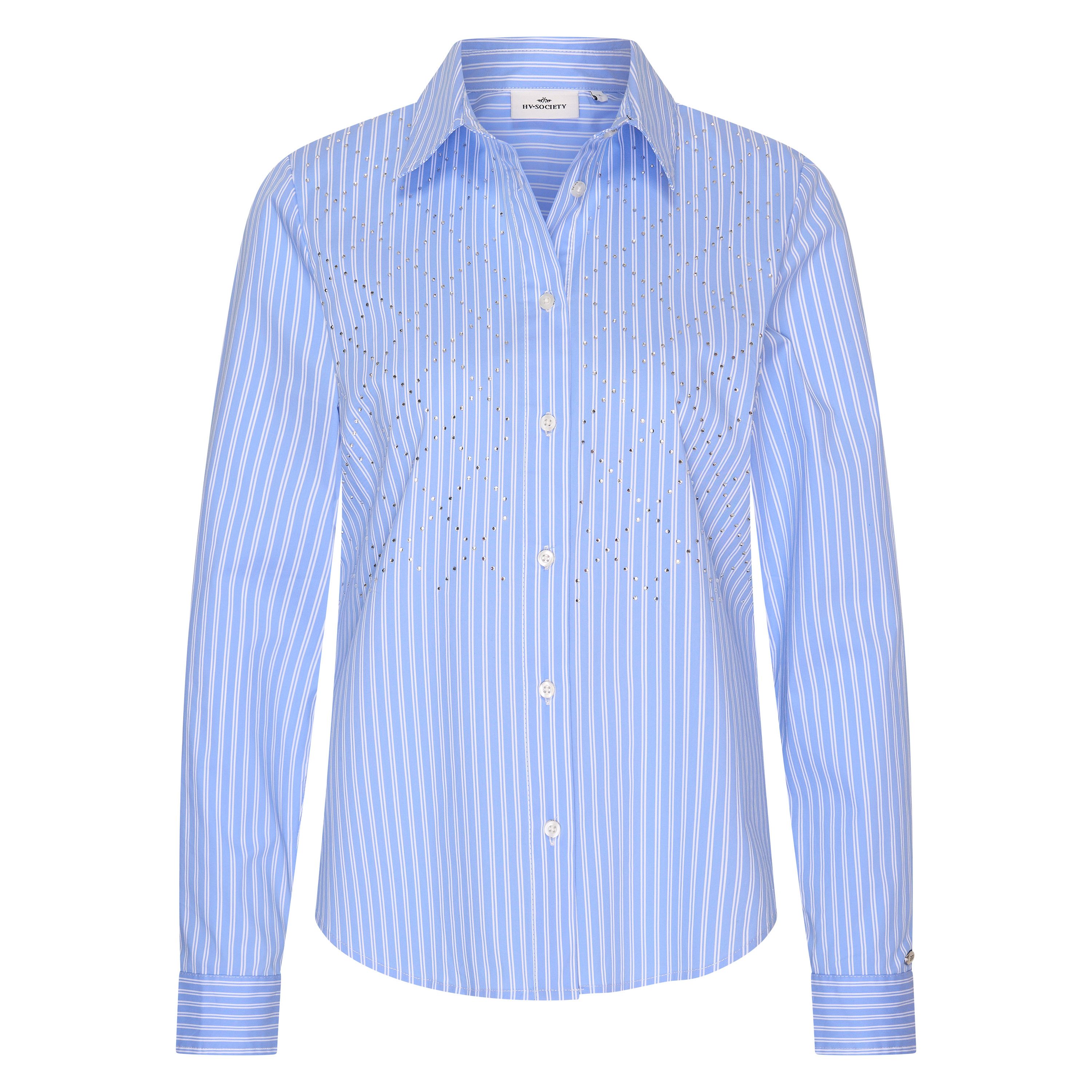 Hv Society Nouk Blue Pinstripe Shirt With Sparkle Stones