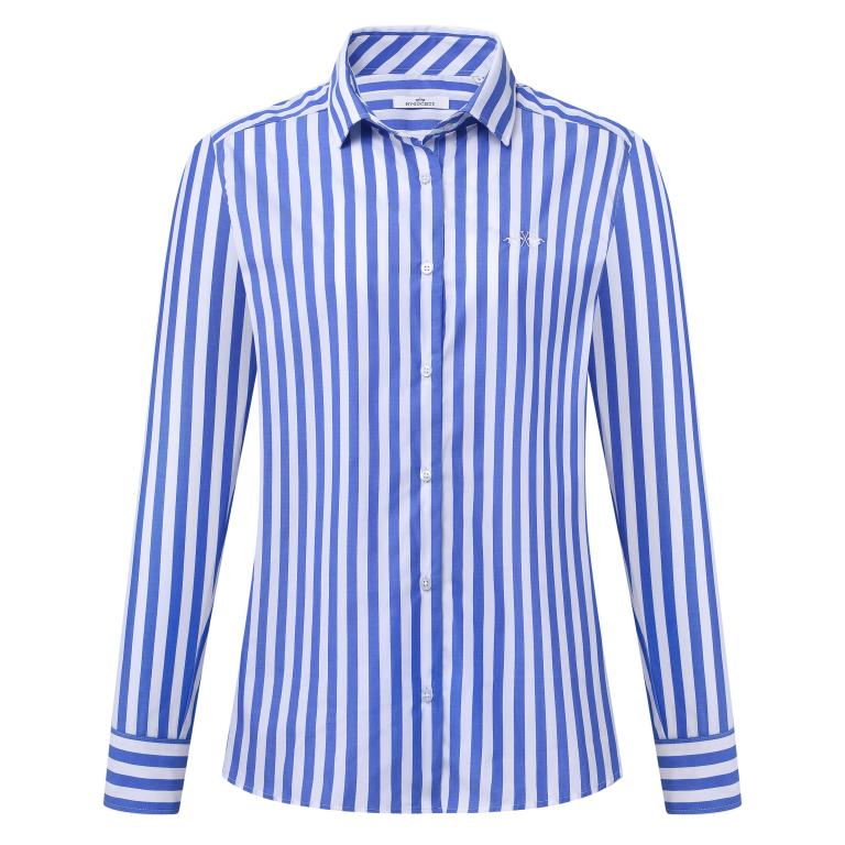 HV Society Georgia blue and white cotton striped button-front shirt