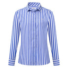 HV Society Georgia blue and white cotton striped button-front shirt