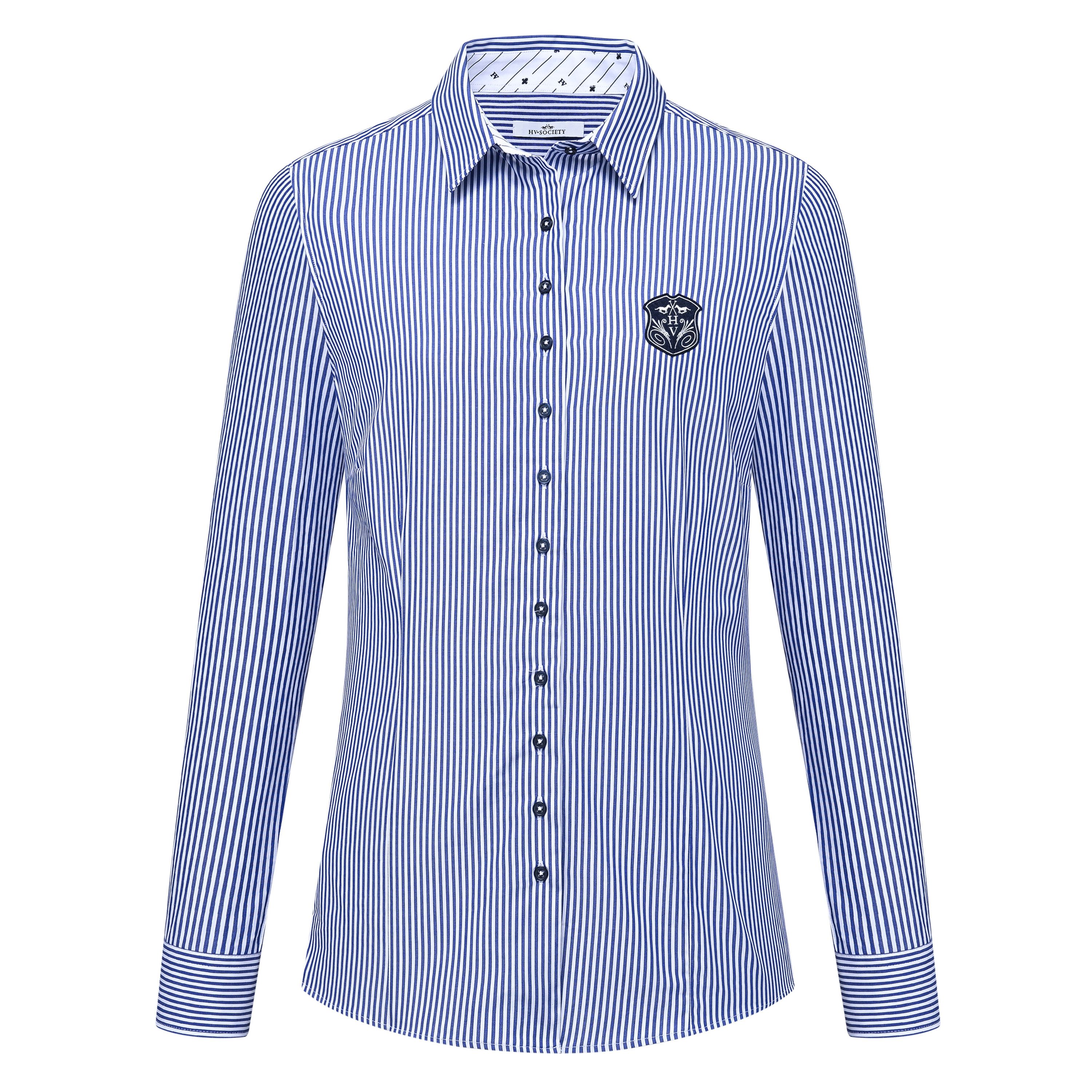 HV Society Gonda navy and white pinstripe shirt – front product view