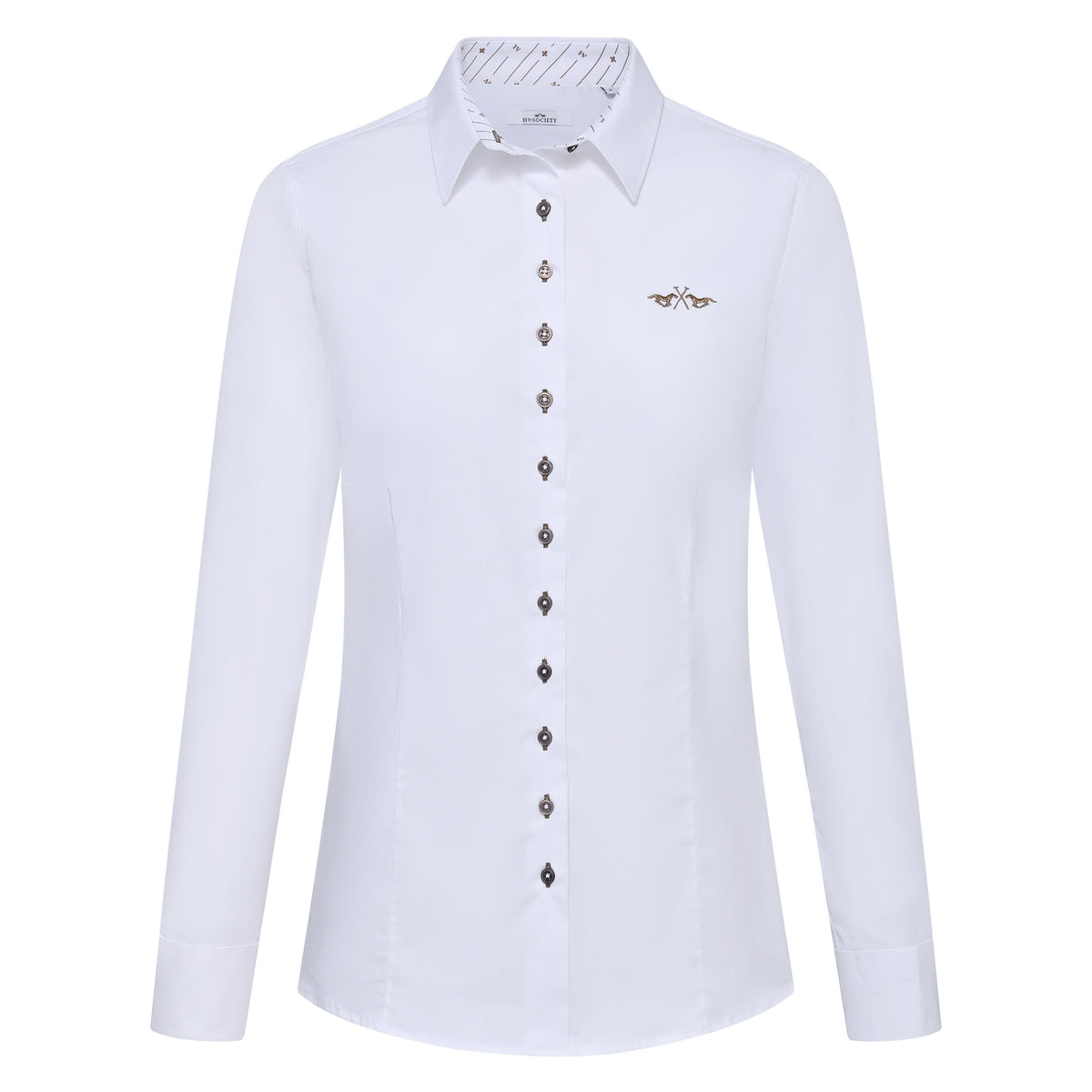 HV Society Gwenda white tailored cotton shirt – front product view