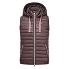 HV Society Ivanka brown hooded quilted gilet with zip front and side pockets – front product view