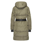 Hv Society Amila Khaki Green Long Quilted Coat From The Back