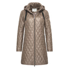 HV Society Alessia quilted coat in taupe with hood and full zip