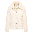 HV Society Aileen cream short quilted jacket with faux fur collar