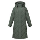 HV Society Jill long green quilted padded coat with hood