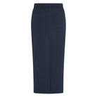 HV Society Layla women’s navy stretch cotton mid length skirt with pockets at back 