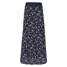HV Society Fleur navy horse print midi skirt with elasticated waistband front view