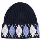 HV Society Judith navy argyle knit beanie hat front view