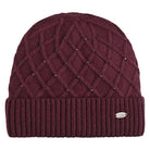     HV Society Juul burgundy embellished diamond knit beanie hat front view