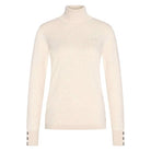 HV Society Lynda cream turtle neck jumper with gold button cuffs front view