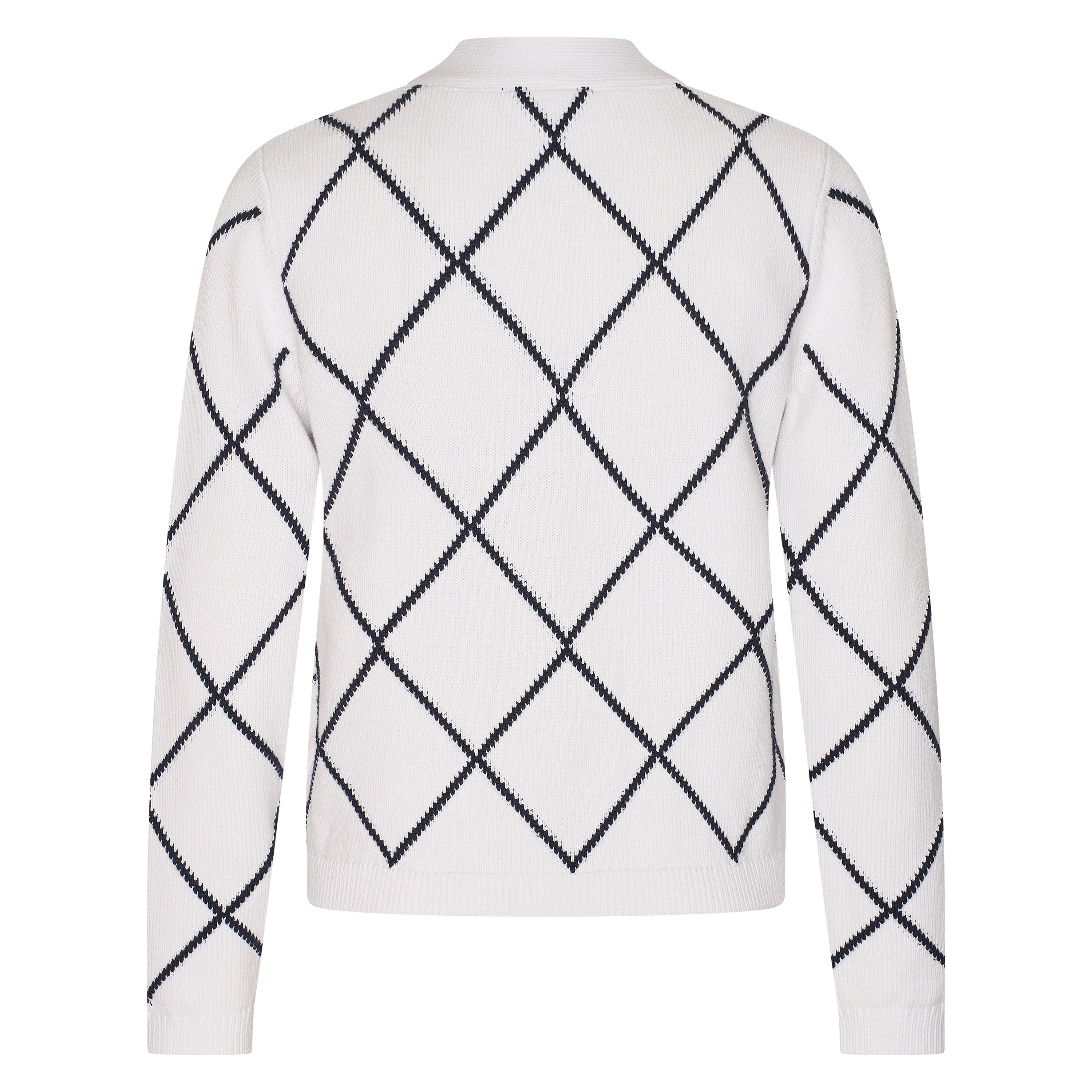 Hv Society Hope Argyle V-Neck Cardigan From The Back 