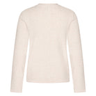 	Cream knitted cardigan with metal button closure and fringing by HV Society