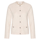 HV Society Hannah tweed-style knit cardigan in cream with metallic detail