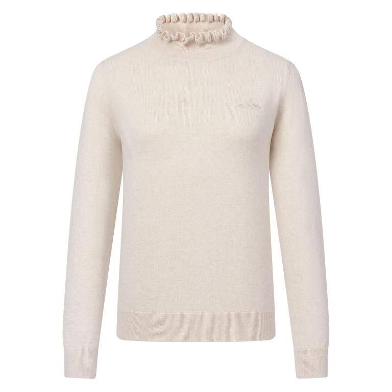 HV Society Yara ruffle turtleneck cotton cashmere jumper with long sleeves