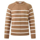 HV Society Noa camel and cream striped round neck jumper with long sleeves