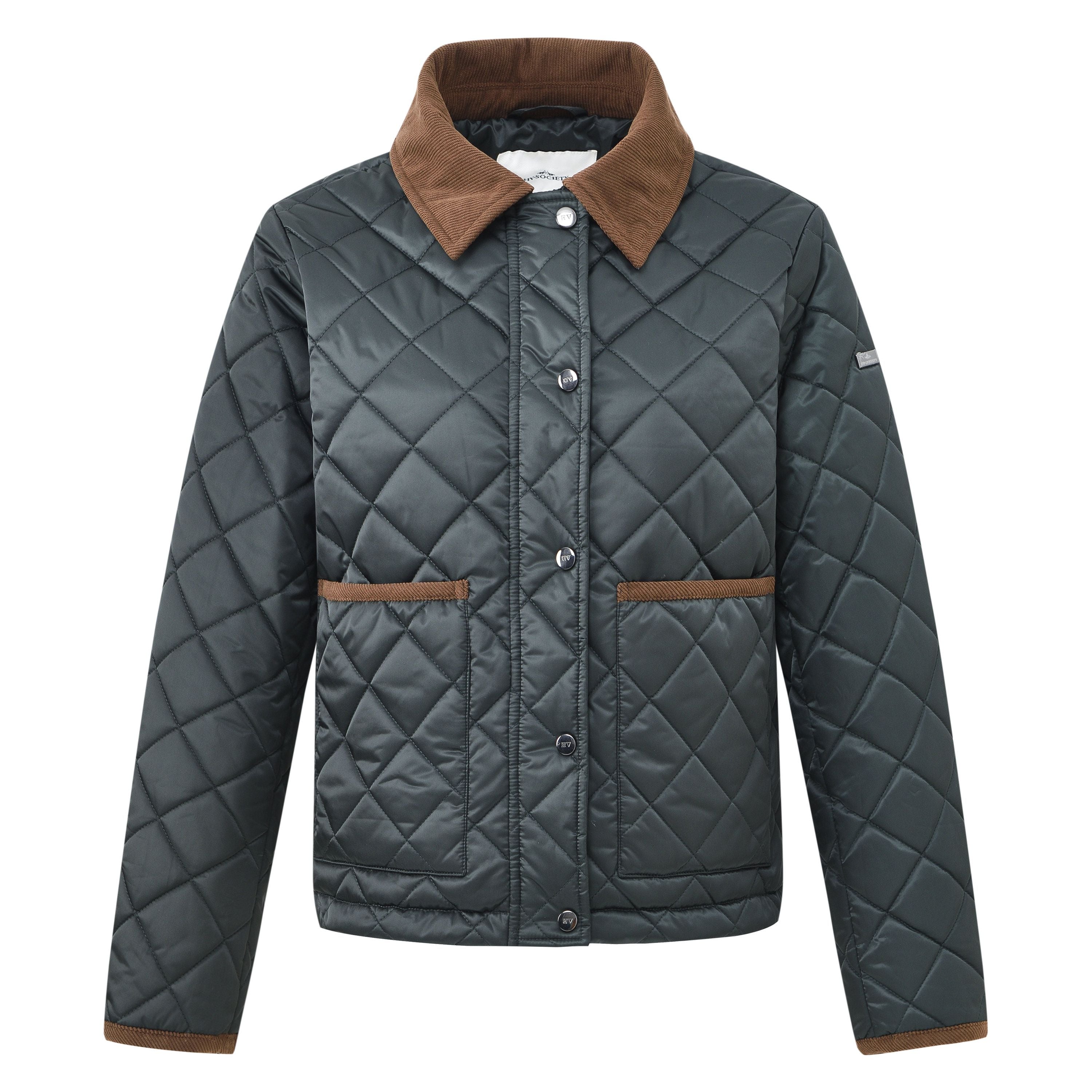 HV Society Janelle Black Forest green diamond quilted jacket – front product view