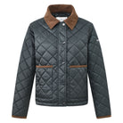 HV Society Janelle Black Forest green diamond quilted jacket – front product view