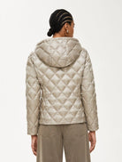 Back view of iBlues Absence beige padded jacket with hood