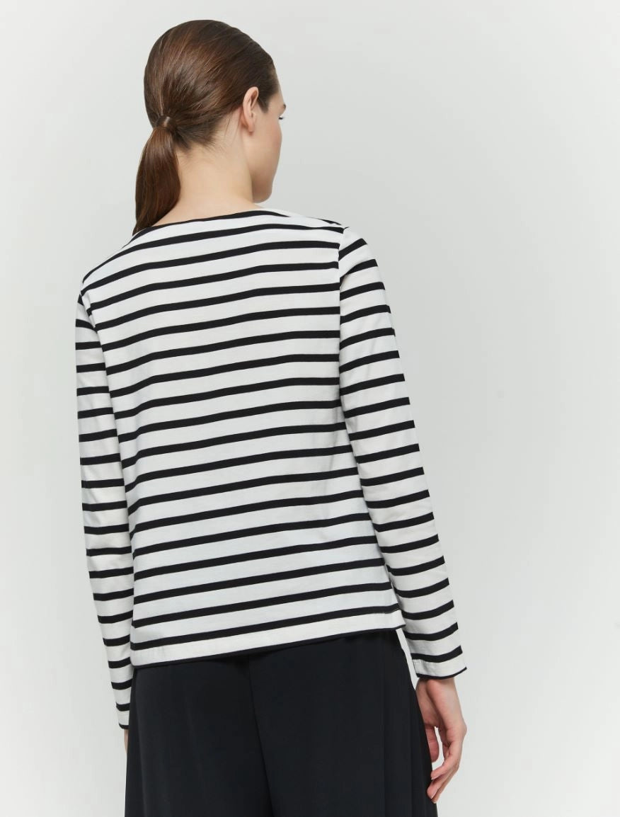 Iblues Attila Black/White Stripe Print Top From Back