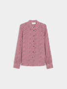 Back view of iBlues Ester apple print shirt with long sleeves