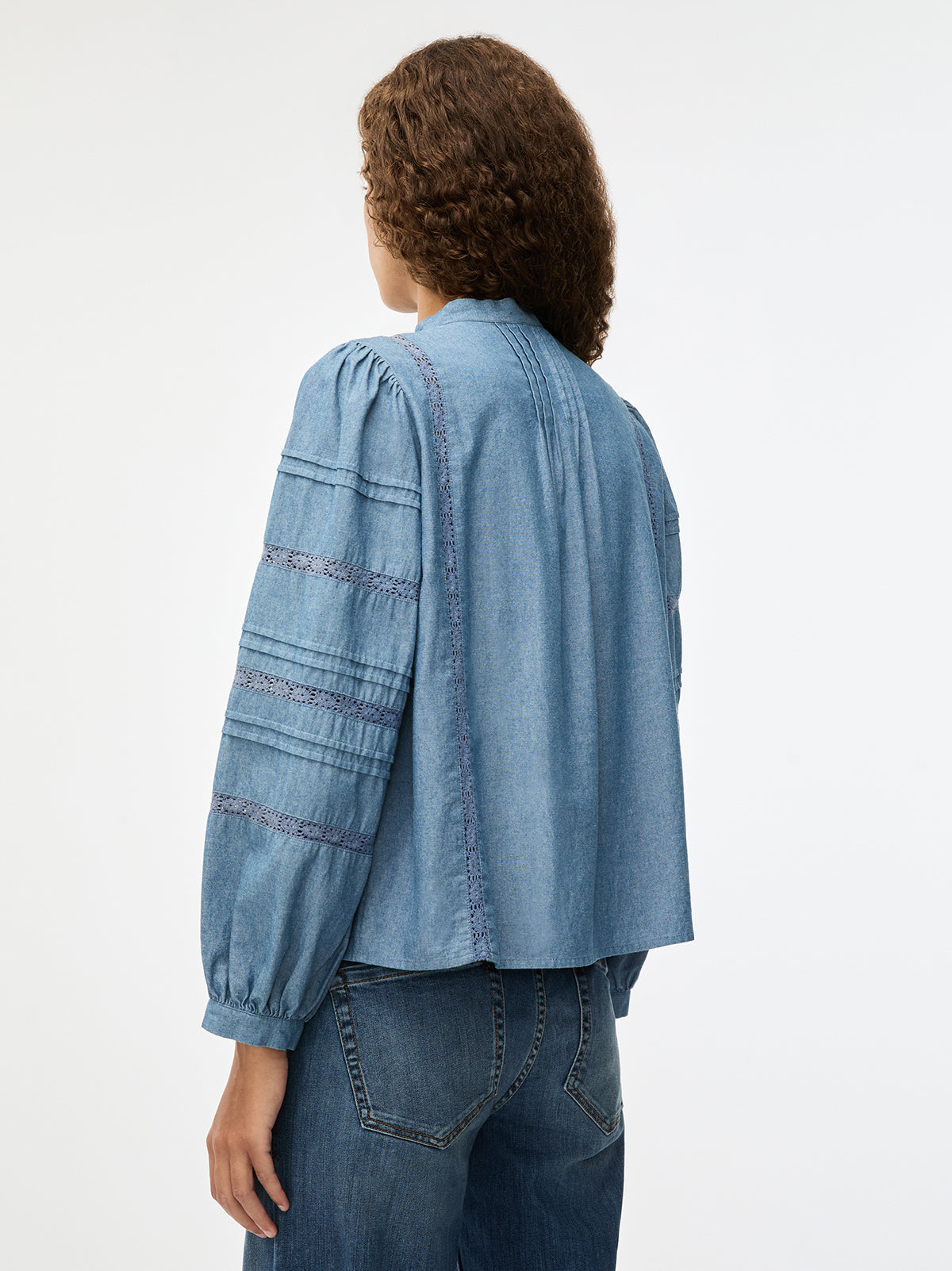 iBlues chambray lace inset blouse back view