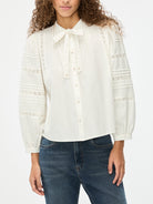 iBlues ivory lace balloon sleeve blouse front view