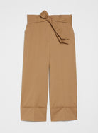 iBlues camel high waisted cropped trousers with fabric belt