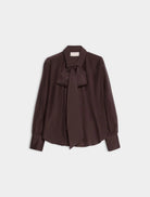  iBlues Iblasti chocolate brown sheer silk blend blouse product view