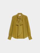  iBlues Iblasti olive silk blend tie neck blouse product view