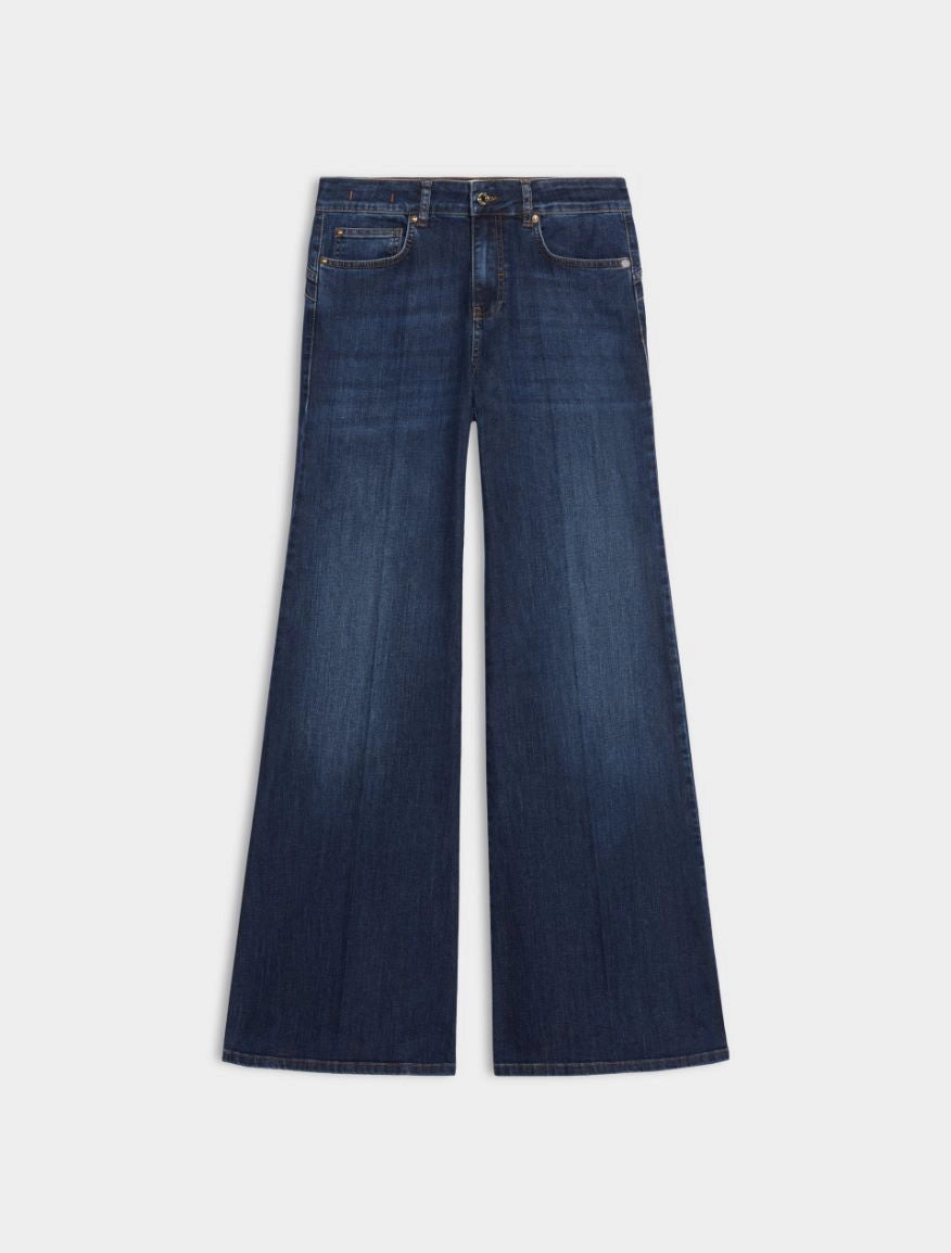 iBlues Iblbianca dark blue over-flare jeans product front view