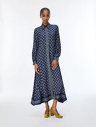 iBlues Ibleffetto navy printed long shirt dress full-length front view