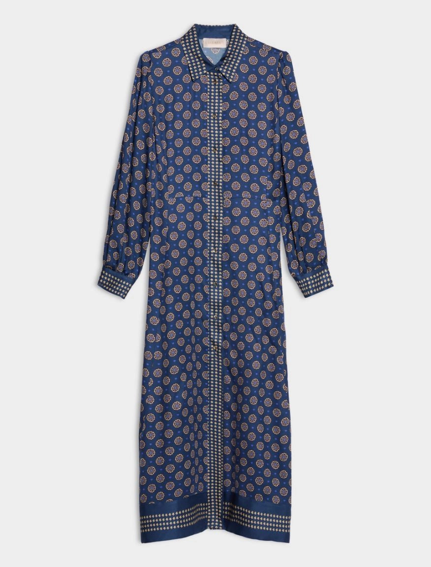 iBlues Ibleffetto navy geo print satin shirt dress product view