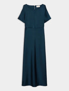 iBlues Iblfiesta simple dark teal flared satin midi occasion dress