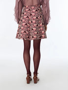 iBlues Iblghinea pink A-line mini skirt styled with burgundy tights