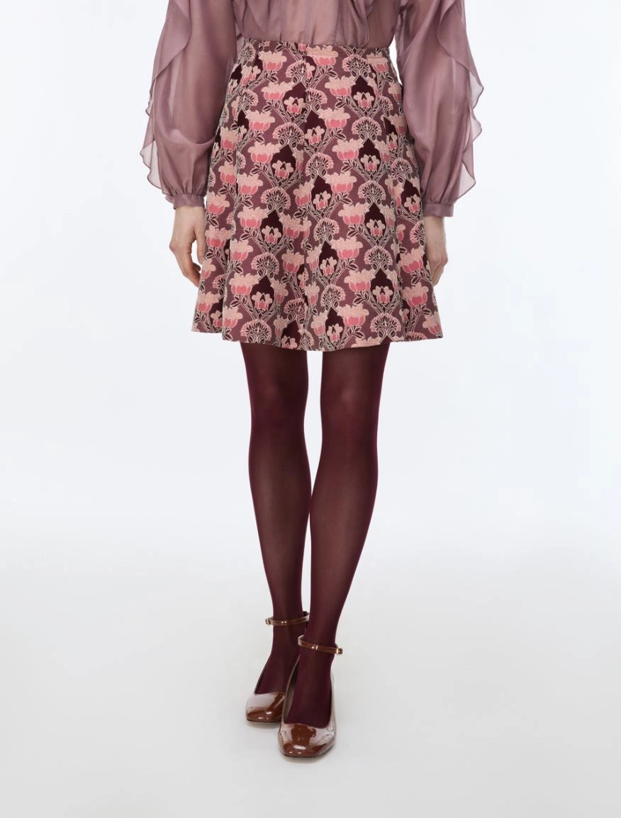 iBlues Iblghinea pink floral jacquard A-line mini skirt front view