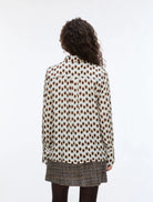 Back view of iBlues Iblodissea ivory and brown polka dot shirt