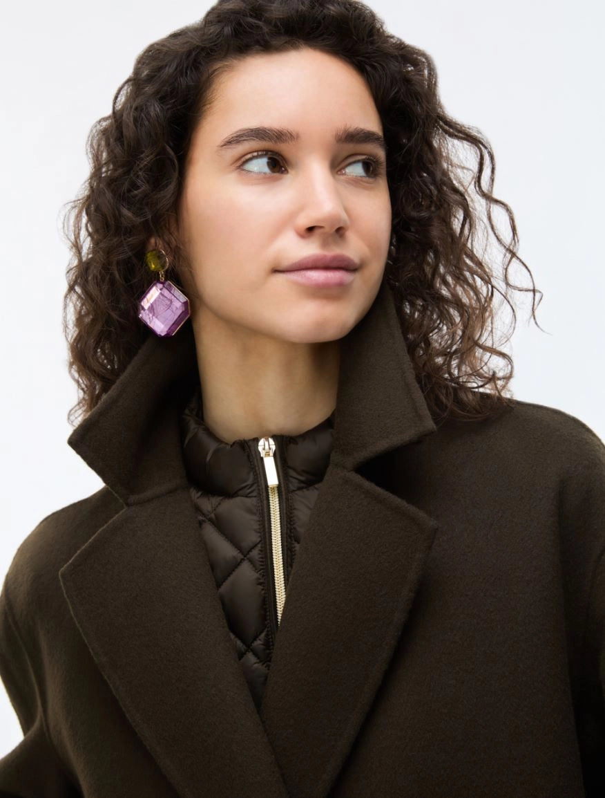 Close-up of iBlues Iblsoldino chocolate brown blazer with lapel collar