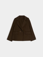 iBlues Iblsoldino chocolate brown double-breasted blazer product view